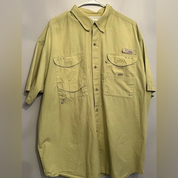 Columbia PFG Mens XL Green Short Sleeve Lightweight Outdoor Shirt - Picture 1 of 4